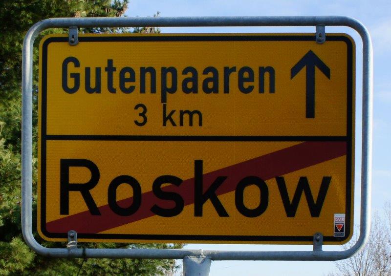 Ortsausgangschild Roskow